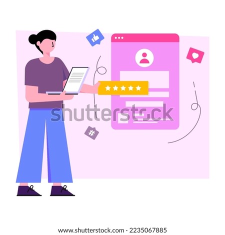 Flat design illustration of profile ratings 