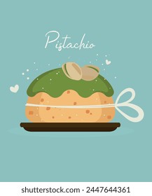 Flat Design Illustration with Pudding at Pistachio