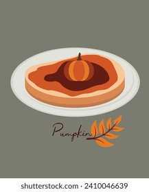 Flat Design Illustration with Pumpkin Slice Bread