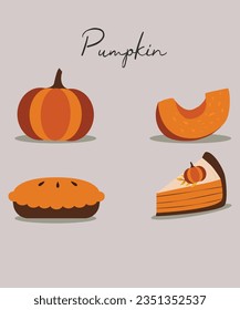 Flat Design Illustration with Pumpkin Spice