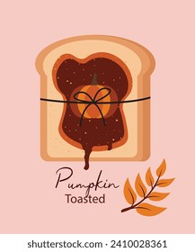 Flat Design Illustration with Pumpkin Toasted