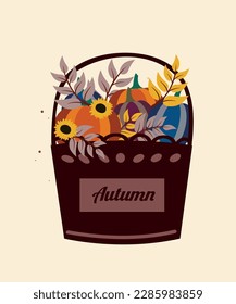 Flachdesign-Illustrationen Kürbis , Sonnenblumen im Tag-Herbst