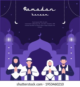 flat design illustration for ramadan, eid al fitr, eid al adha and islamic template banner