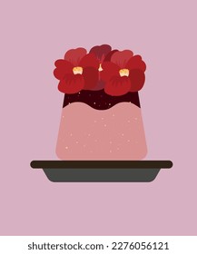 Ilustración de diseño plano Flores rojas Pudding