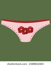  Flaches Design-Illustration mit Unterhosen aus roten Blumen