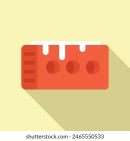Ilustración de diseño plano de un icono de helado fundido rojo con sombra, sobre un fondo pastel