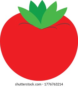 ilustración de diseño plano de un tomate rojo con hojas verdes
