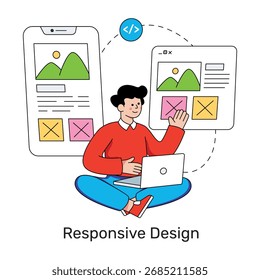 A flat design illustration of responsive design