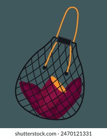 Ilustración de diseño plano con bolsa de compras reutilizable en Sweet Potato