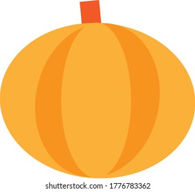 flat design illustration of a ripe orange-colored pumpkin