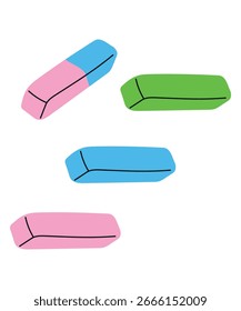 Ilustración de diseño plano con goma con tres Colores en estilo Doodle
