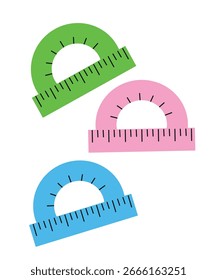  Ilustración de diseño plano con Regla con tres Colores en estilo Doodle
