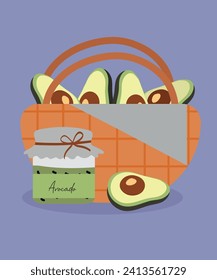  Flat Design Illustration Sauce and Avocado at Bag