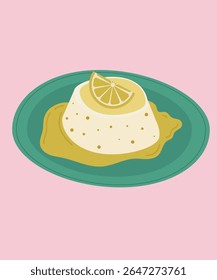 Ilustración de diseño plano con salsa y pudín de limón sabroso