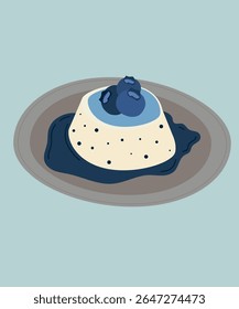  Ilustración de diseño plano con salsa y pudín de arándano sabroso