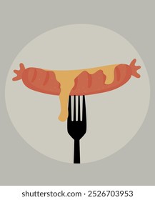 Ilustración de diseño plano con salchichas y queso