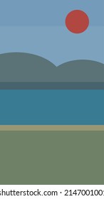 Flat design illustration scenery vector polygonal portrait style. Minimalist style. Can use for wallpaper mobile, mobile design, UI UX, and social media template.