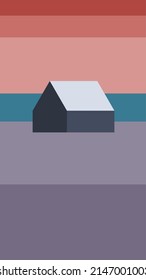 Flat design illustration scenery vector polygonal portrait style. Minimalist style. Can use for wallpaper mobile, mobile design, UI UX, and social media template.
