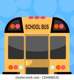 Flat design illustration of school bus, back view.