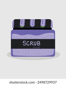  Flat Design Illustration Scrub For Skin in a Lavender Bottle Pattern