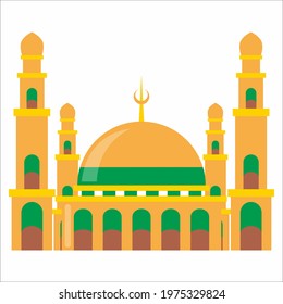 Flat design illustration of the shape of a mosque which is commonly used for worship by Muslims