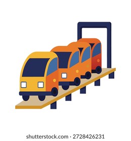 Ilustración de diseño plano que muestra la flota de Pequeños vehículos autónomos que satisfacen las necesidades de transporte urbano inteligente