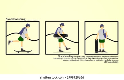 Flat design illustration skateboarder man young people 