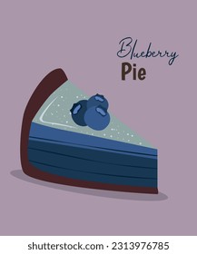 Diseño plano de la sección de ilustración de Blueberry Pie