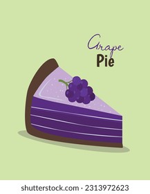  Flat Design Illustration Slice of Grape Pie
