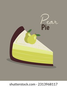 Flat Design Illustration Slice of Pear Pie