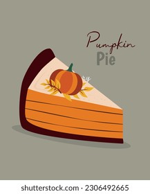 Flat Design Illustration Slice of Pumpkin Pie