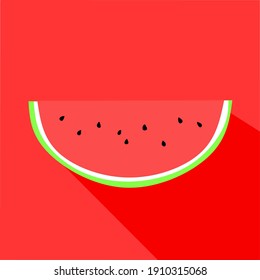 Flat design illustration of slice of watermelon fruit for fruit content icon and logo.