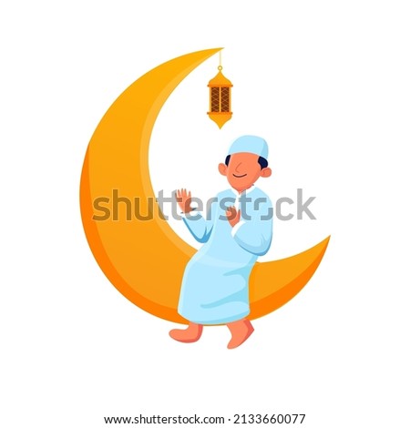 flat design illustration of a smiling child praying