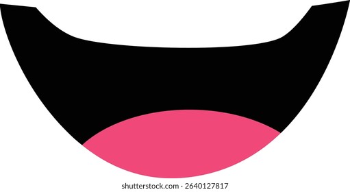  A flat design illustration of a smiling mouth with a pink tongue, conveying a cheerful and simple expression.