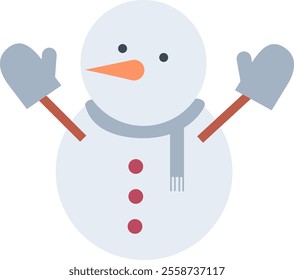 Flat design illustration of a snowman.