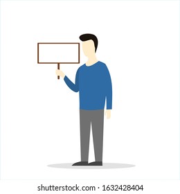 flat design illustration of someone holding a board