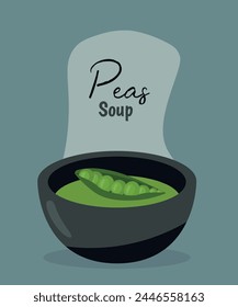 Flat Design Illustration with Soup at Peas