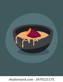 Ilustración de diseño plano con sopa en la batata