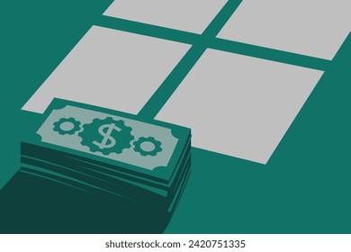 Flaches Design, Illustration von Banknoten oder ausgegebenem Geld