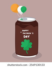 Flat Design Illustration with St.Happy Patrick's Day and Can,Balloons