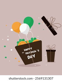  Flat Design Illustration with St.Happy Patrick's Day and Presents