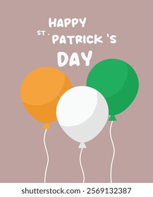 Flat Design Illustration with St.Happy Patrick's Day and Balloons