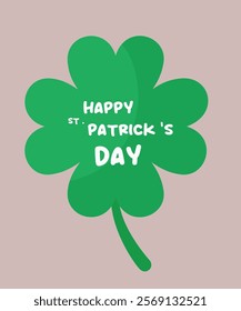 Flat Design Illustration with St.Happy Patrick's Day and Shamrock