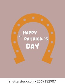 Flat Design Illustration with St.Happy Patrick's Day and Horseshoe