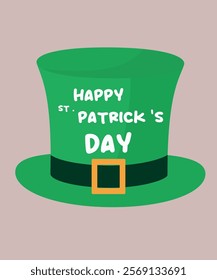 Flat Design Illustration with St.Happy Patrick's Day and Hat