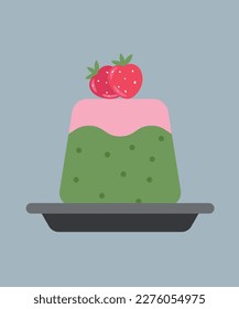 Diseño plano Ilustración Fresa Pudding