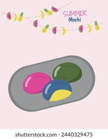 Flat Design Illustration with Summer Mochi