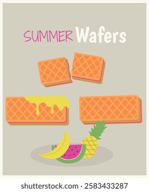 Flat Design Illustration with Summer Wafers Taste