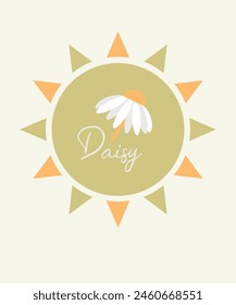  Flat Design Illustration with Sun at Daisy