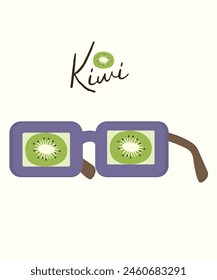 Flat Design Illustration with Sunglasses at Kiwi